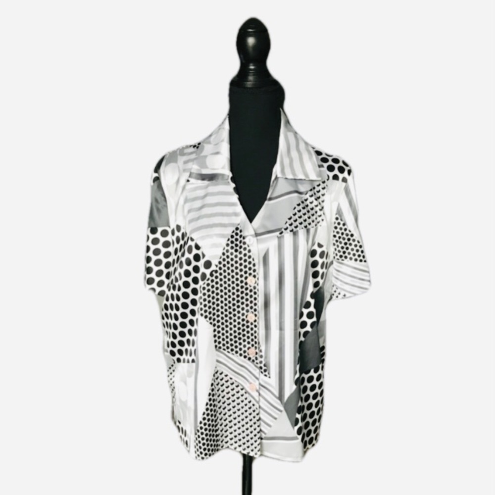 🎀Bantry Bay XL Made In Canada Stylish Ladies Blouse Top Shirt Front Buttons